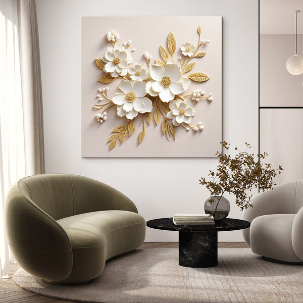 Elegante bloemen in zachte tinten Canvas Schilderijen Elegante bloemen in zachte tinten