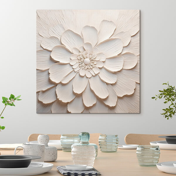 Witte bloem met veel bloemblaadjes Canvas Schilderijen Witte bloem met veel bloemblaadjes