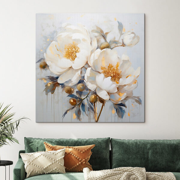 Schilderij van witte bloemen Canvas Schilderijen Schilderij van witte bloemen