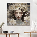 Canvas Schilderijen Vrouw met bloemen in haar haar
