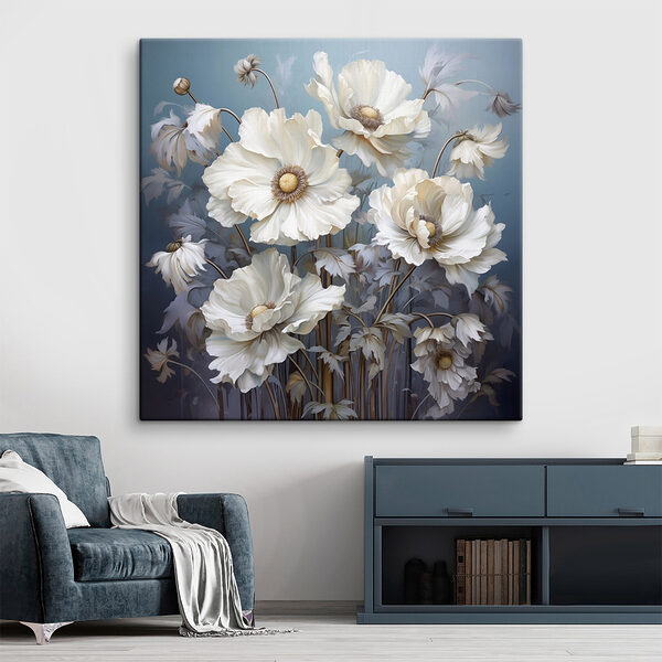 Schilderij van witte bloemen Canvas Schilderijen Schilderij van witte bloemen