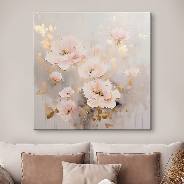 Schilderij van bloemen op een wit oppervlak Canvas Schilderijen Schilderij van bloemen op een wit oppervlak