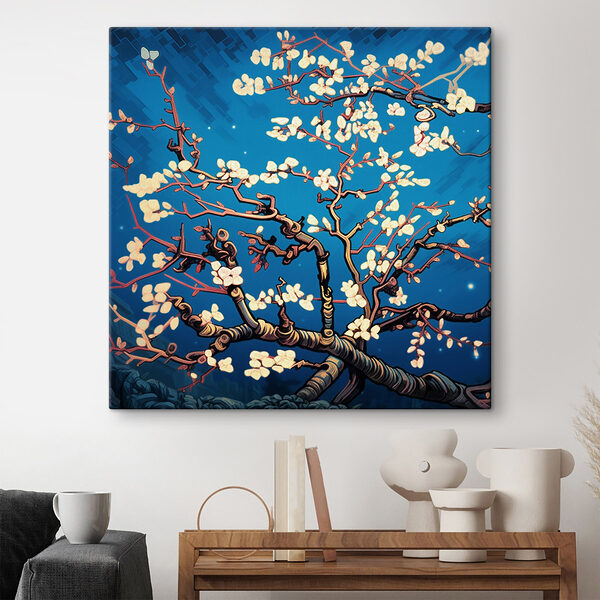 Boom met witte bloemen Canvas Schilderijen Boom met witte bloemen