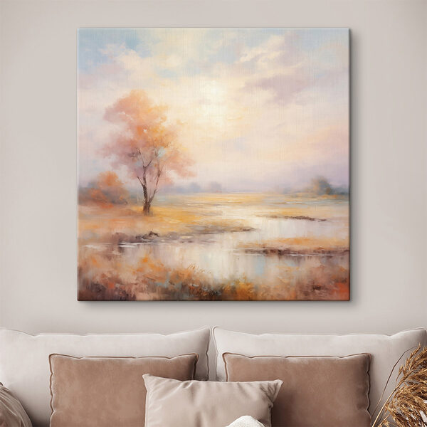 Schilderij van een boom in een moeras Canvas Schilderijen Schilderij van een boom in een moeras