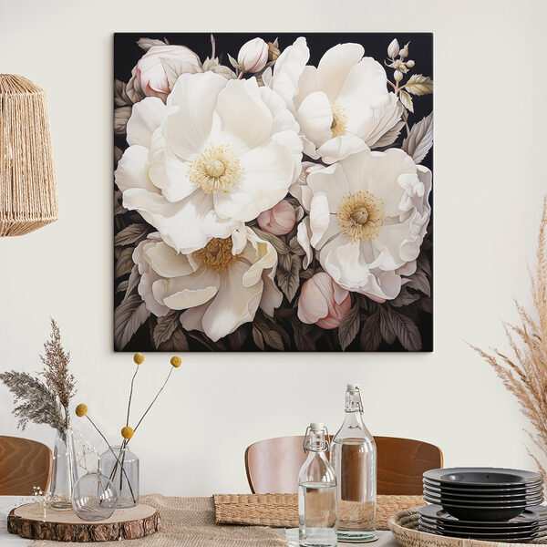 Schilderij van witte bloemen Canvas Schilderijen Schilderij van witte bloemen