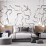 Fotobehang Abstracte lijnen op een wit canvas.