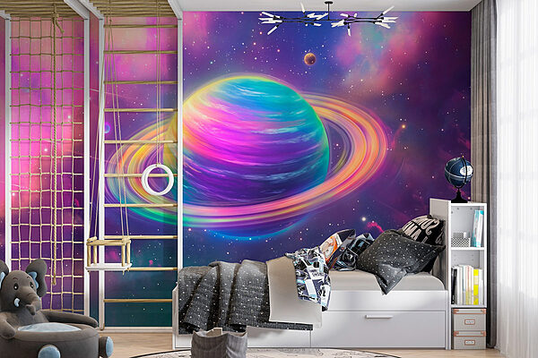 Kleurrijke planeet in de ruimte Fotobehang Kleurrijke planeet in de ruimte