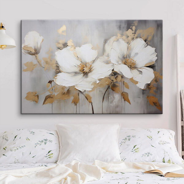 Schilderij van witte bloemen Canvas Schilderijen Schilderij van witte bloemen