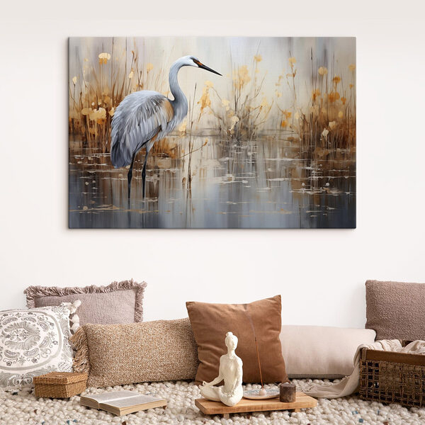Vogel in water Canvas Schilderijen Vogel in water