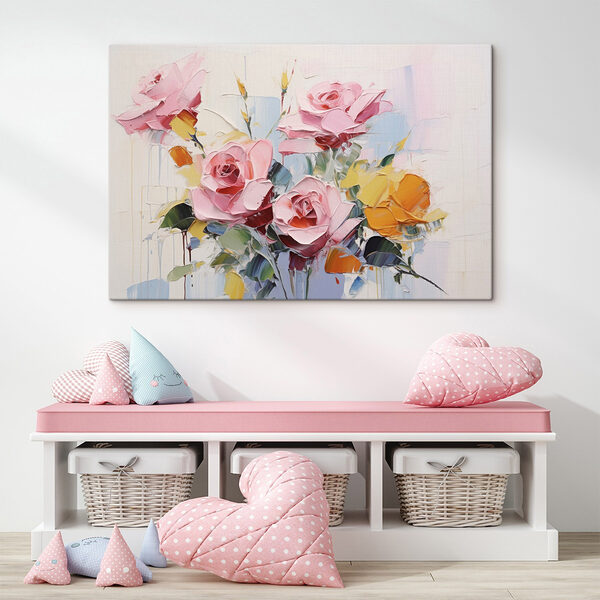 Schilderij van bloemen op een witte achtergrond Canvas Schilderijen Schilderij van bloemen op een witte achtergrond