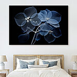 Canvas Schilderijen Delicate bloemblaadjes tegen donkere achtergrond