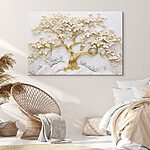 Canvas Schilderijen Boom met witte bladeren en bloemen