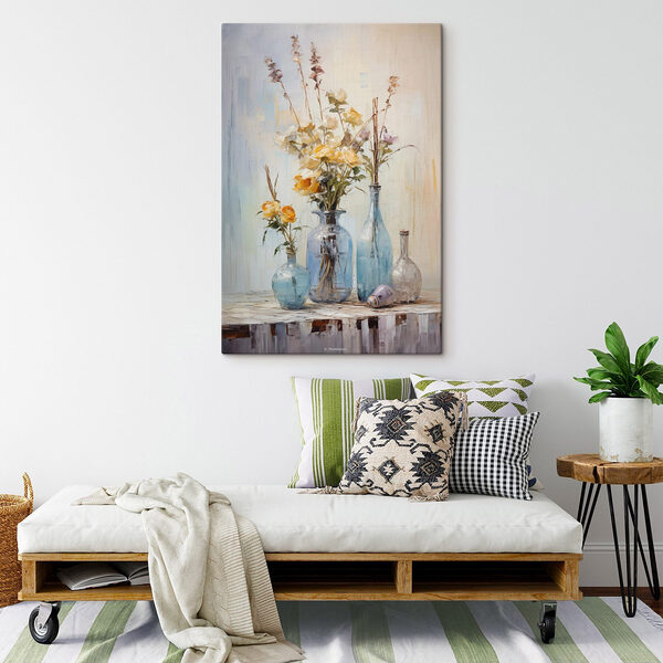 Schilderij van bloemen in vazen Canvas Schilderijen Schilderij van bloemen in vazen