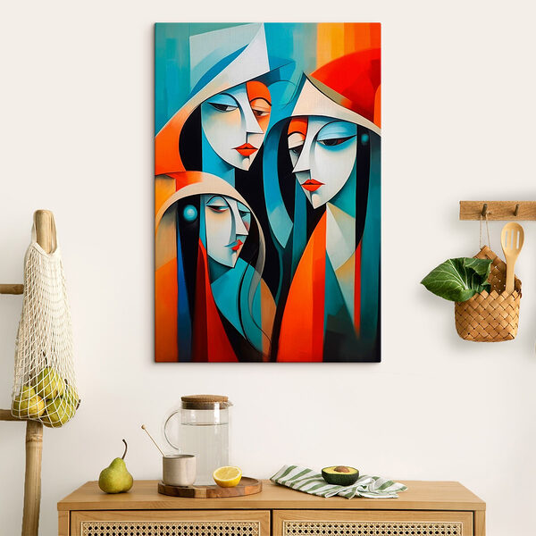 Groep vrouwen met verschillende kleuren Canvas Schilderijen Groep vrouwen met verschillende kleuren