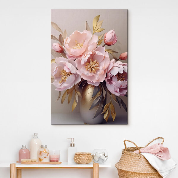 Boeket roze bloemen Canvas Schilderijen Boeket roze bloemen
