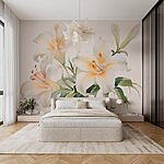 Fotobehang Groep witte bloemen
