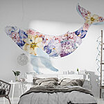 Fotobehang Walvis met bloemen erop