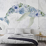 Fotobehang Walvis met bloemen erop