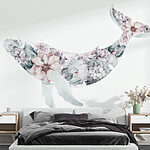 Fotobehang Walvis met bloemen erop