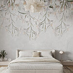Fotobehang Witte bloemen op een witte achtergrond
