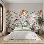 Fotobehang Delicate bloemen op een serene achtergrond