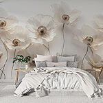 Fotobehang Groep witte bloemen