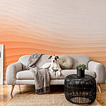 Fotobehang Witte en oranje golvende lijnen