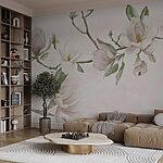 Fotobehang Delicate bloesems in zachte tinten