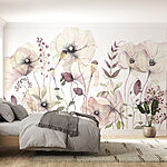 Fotobehang Zachte bloemen in zachte pasteltinten.