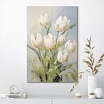Canvas Schilderijen Schilderij van witte tulpen