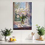 Canvas Schilderijen Schilderij van bloemen in een glazen pot