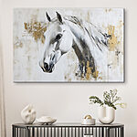 Canvas Schilderijen Schilderij van een wit paard