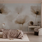 Fotobehang Groep bloemen op witte achtergrond