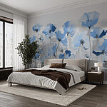 Fotobehang Schilderij van blauwe bloemen