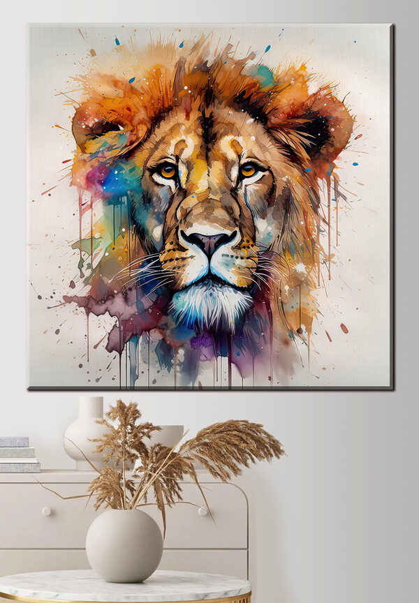 Leeuwenschilderij van een gezicht Canvas Schilderijen Leeuwenschilderij van een gezicht