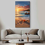 Canvas Schilderijen Zonsondergang boven een strand
