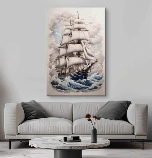 Schilderij van een schip in de oceaan Canvas Schilderijen Schilderij van een schip in de oceaan