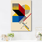 Canvas Schilderijen Kleurrijk geometrisch ontwerp met zwart en rood en geel