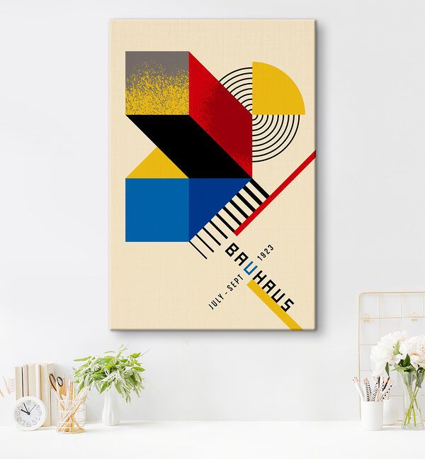 Kleurrijk geometrisch ontwerp met zwart en rood en geel Canvas Schilderijen Kleurrijk geometrisch ontwerp met zwart en rood en geel