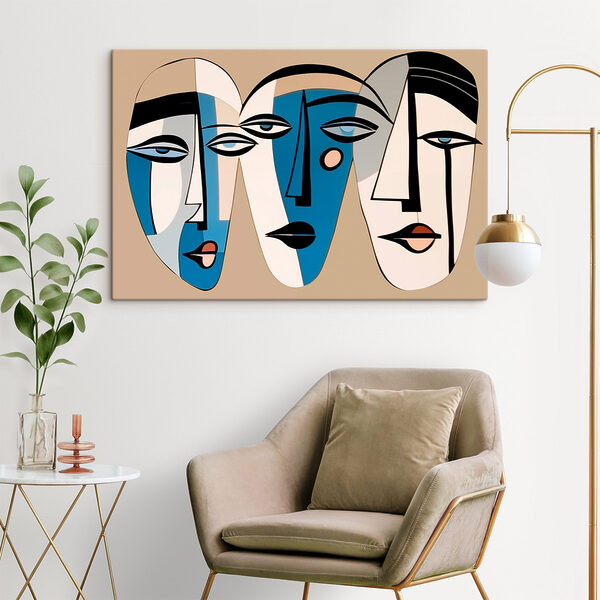 Groep gezichten geschilderd op een muur Canvas Schilderijen Groep gezichten geschilderd op een muur