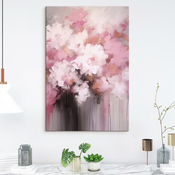Schilderij van roze bloemen Canvas Schilderijen Schilderij van roze bloemen