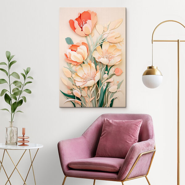 Knip bloemen uit papier Canvas Schilderijen Knip bloemen uit papier
