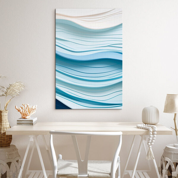 Blauwe en witte golvende lijnen Canvas Schilderijen Blauwe en witte golvende lijnen