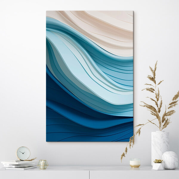 Blauwe en witte golvende lijnen Canvas Schilderijen Blauwe en witte golvende lijnen