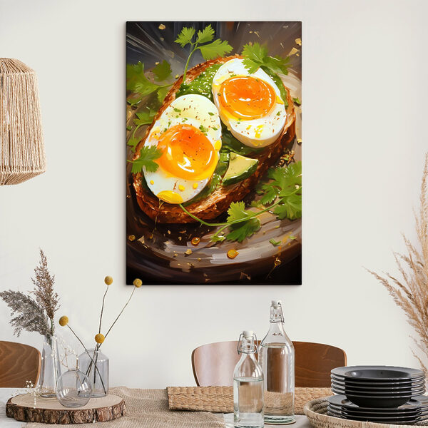 Verse eieren op levendig toast meesterwerk Canvas Schilderijen Verse eieren op levendig toast meesterwerk