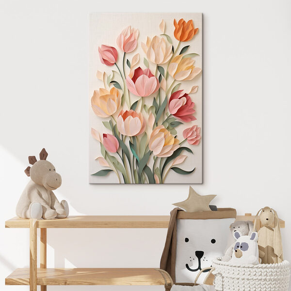 Knip bloemen uit papier Canvas Schilderijen Knip bloemen uit papier