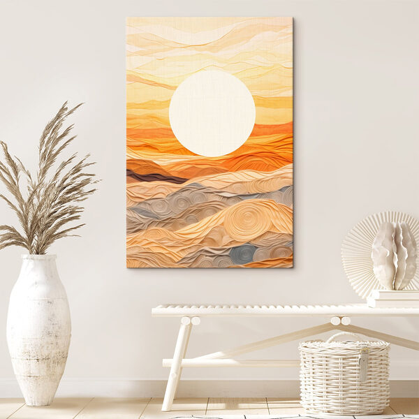 Zon boven een woestijn Canvas Schilderijen Zon boven een woestijn