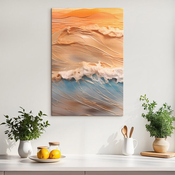 Golven dansen in zachte, warme kleuren Canvas Schilderijen Golven dansen in zachte, warme kleuren