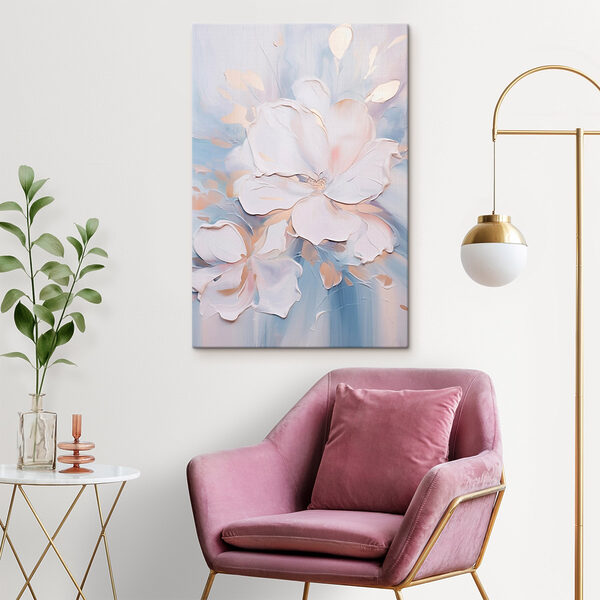 Schilderij van bloemen op een wit oppervlak Canvas Schilderijen Schilderij van bloemen op een wit oppervlak