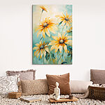 Canvas Schilderijen Schilderij van gele bloemen